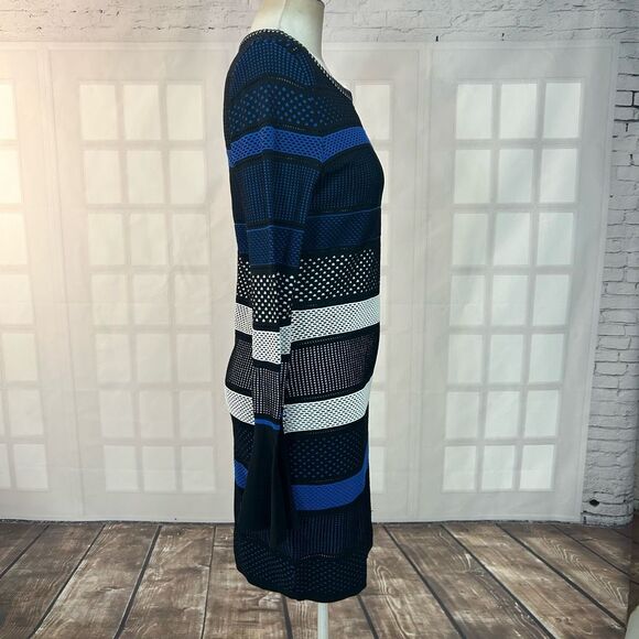 Alton Gray Bodycon Long Sleeve Striped Mesh Dress Size L - Picture 5 of 10